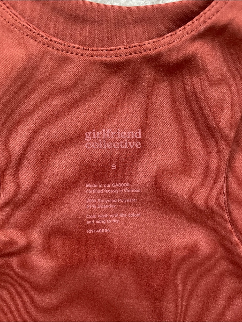 girlfriend collective Rust Crop High Neck Racerback Tank Top - Picture 3 of 4